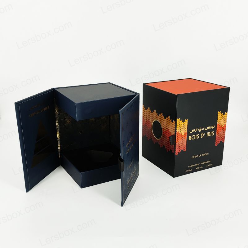Hộp nước hoa Rigid sang trọng với logo lá vàng tùy chỉnh và Khay Eva Eva HP002 thanh lịch