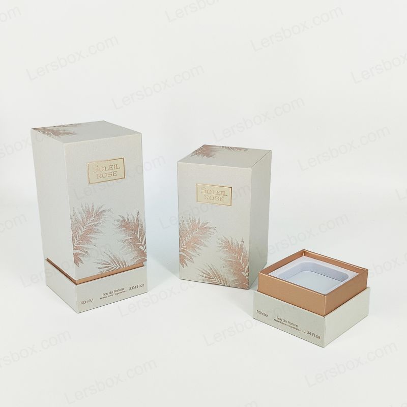 Hộp quà tặng nước hoa thủ công với thương hiệu lá vàng và đệm bọt Eva HP003