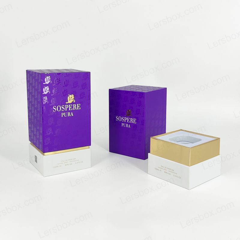 Hộp nước hoa Rigid Premium với logo lá vàng và khay EVA HP006 thủ công