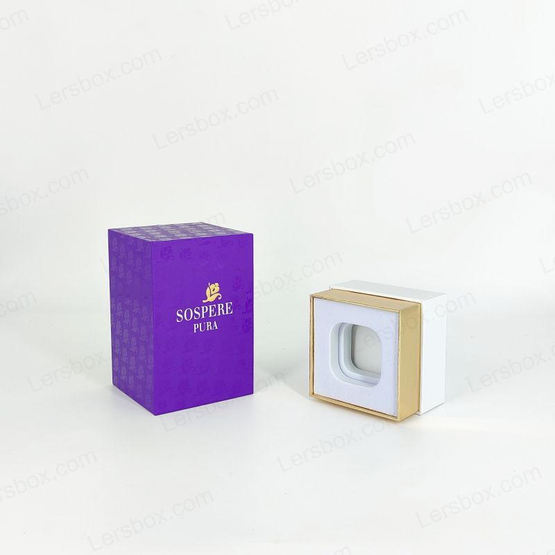 Hộp nước hoa Rigid Premium với logo lá vàng và khay EVA HP006 thủ công