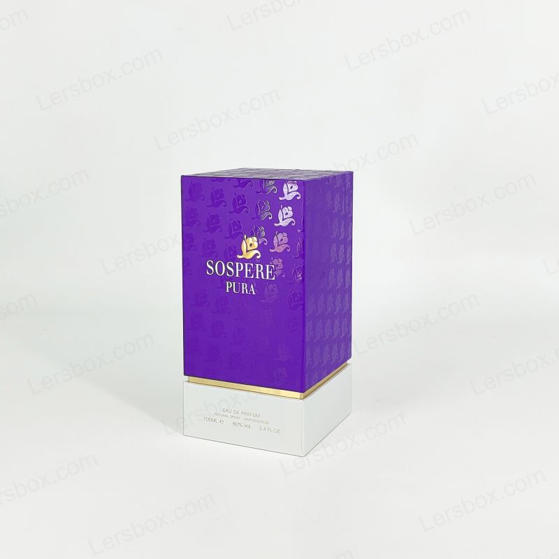 Hộp nước hoa Rigid Premium với logo lá vàng và khay EVA HP006 thủ công