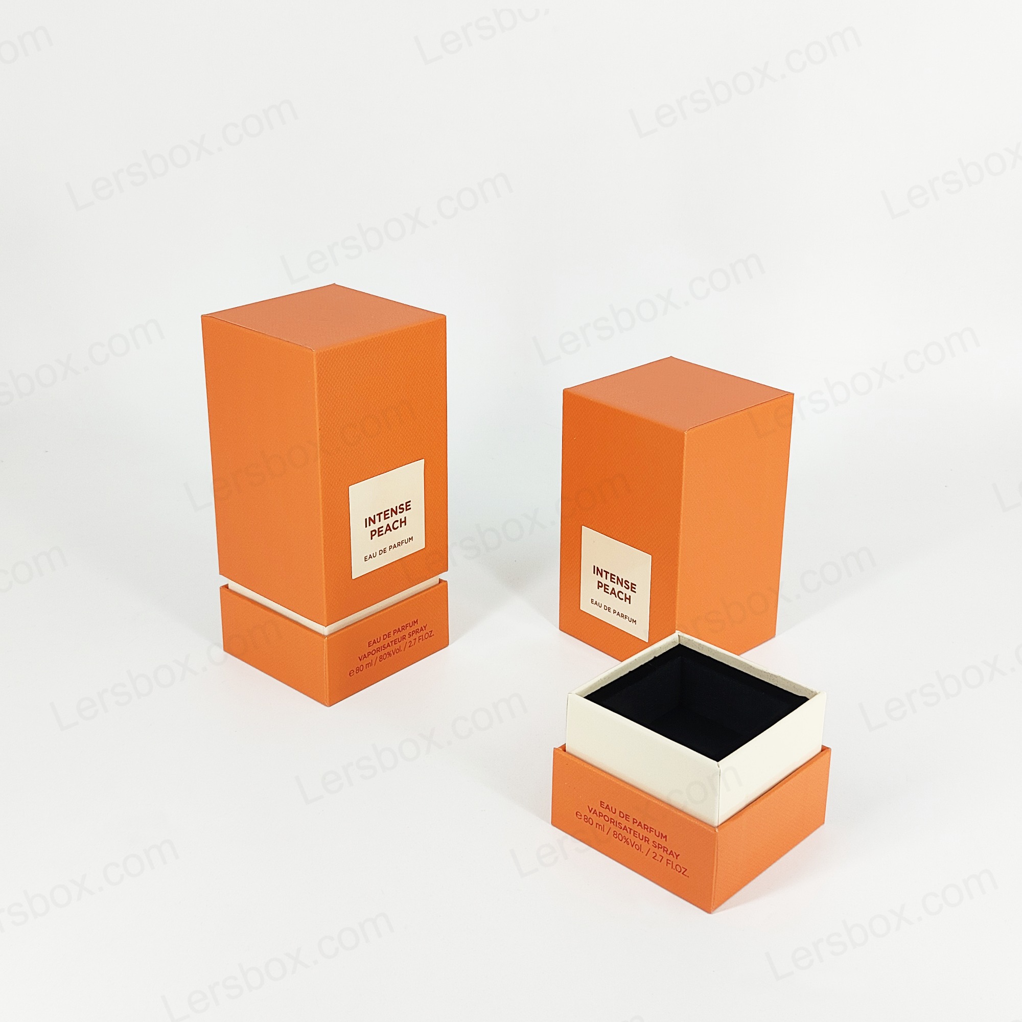 Hộp nước hoa thủ công với logo lá vàng và khay EVA để bảo vệ nước hoa HP008
