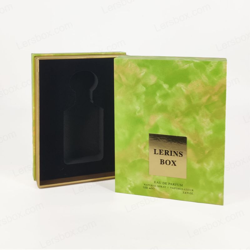 Hộp nước hoa lá vàng sành điệu với khay EVA cho màn hình hương thơm và cơ sở nắp cứng HP020