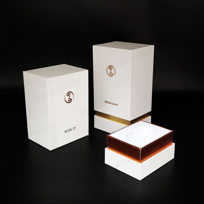 Hộp nước hoa sang trọng với logo vàng thủ công và Eva Bọt Chèn HP012
