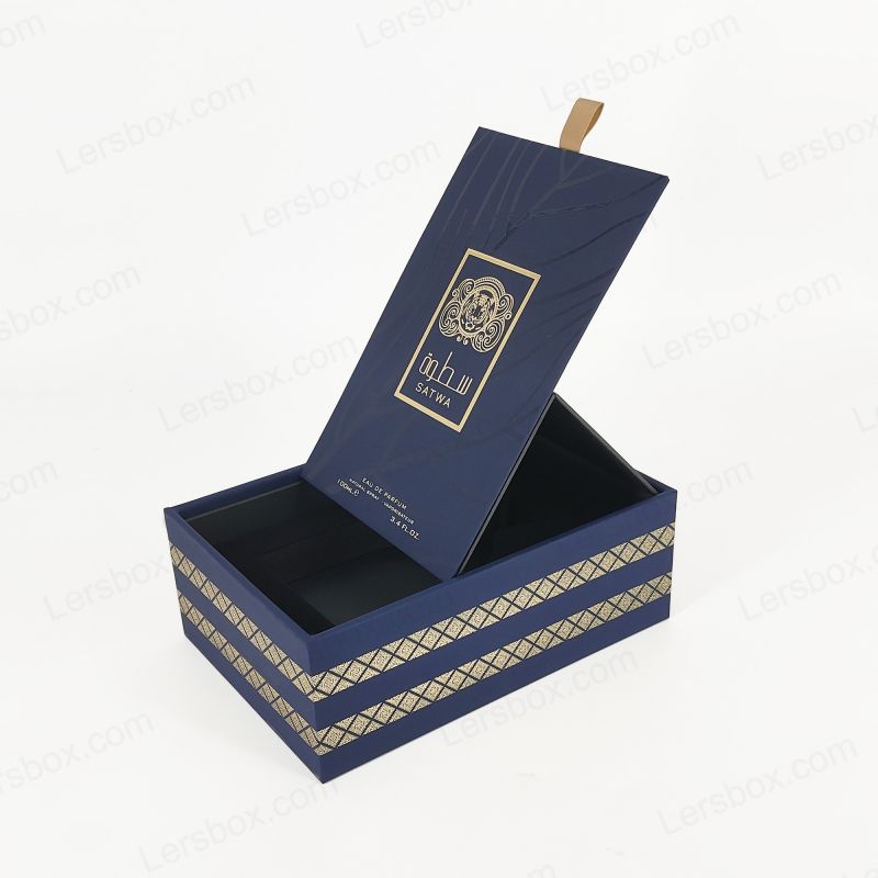 Hộp nước hoa sang trọng với việc dập nổi lá vàng tùy chỉnh và khay EVA để bảo vệ thêm HP018