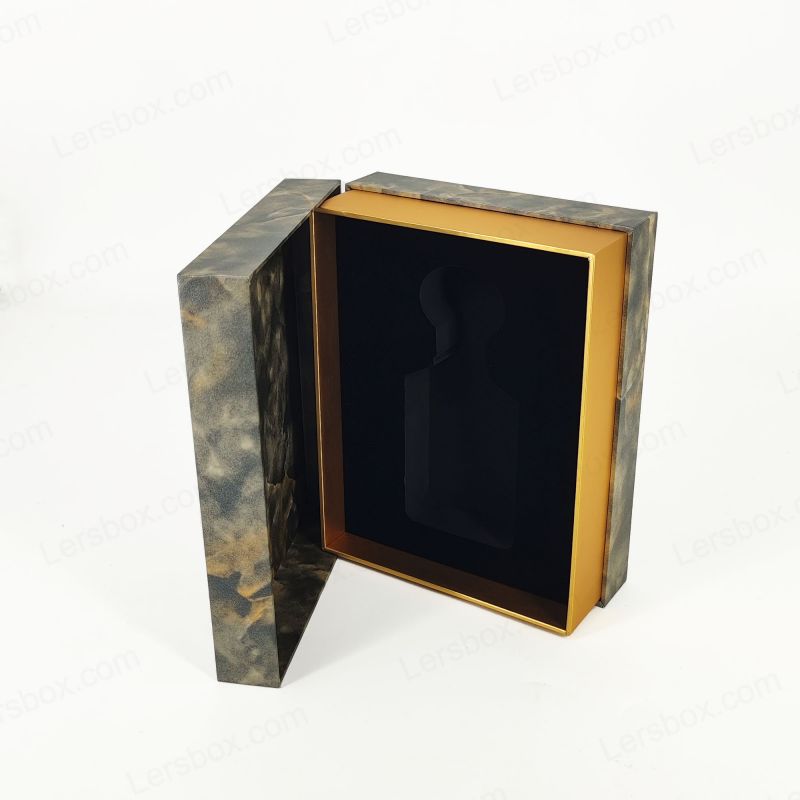 Hộp nước hoa lá vàng sành điệu với khay EVA cho màn hình hương thơm và cơ sở nắp cứng HP020