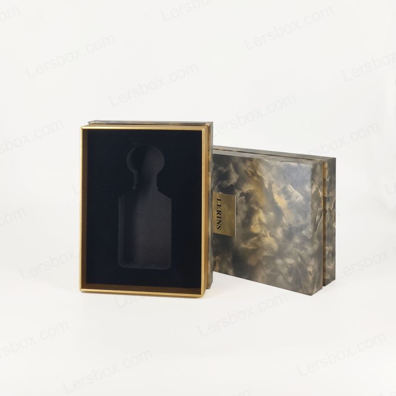 Hộp nước hoa lá vàng sành điệu với khay EVA cho màn hình hương thơm và cơ sở nắp cứng HP020