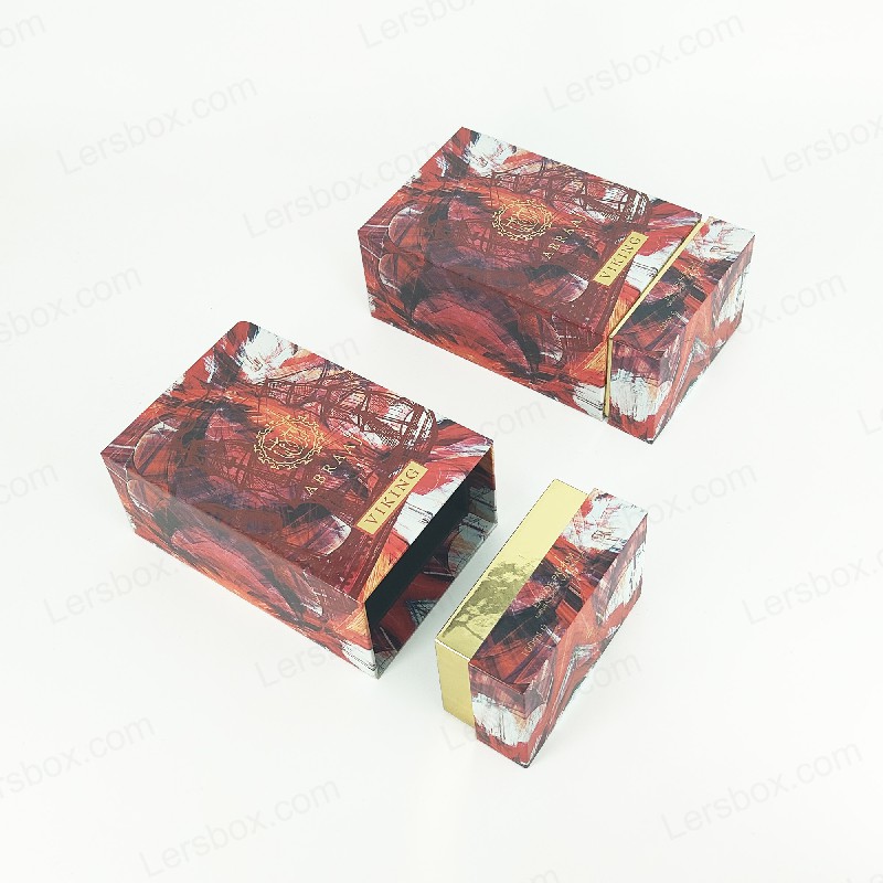 Hộp nước hoa lá vàng với lớp lót bọt EVA và cơ sở cứng nhắc cho bao bì cao cấp HP023