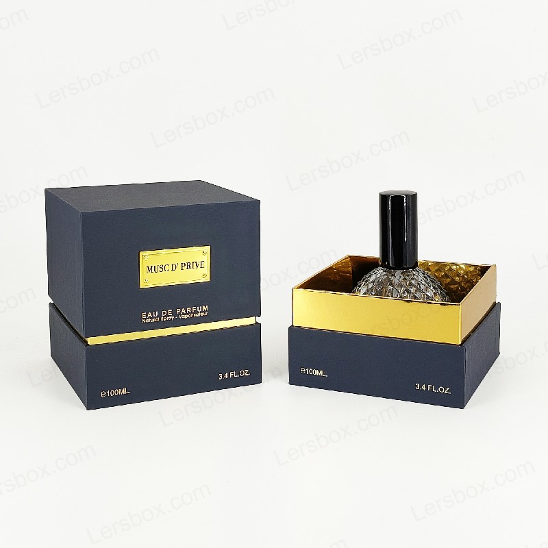 Bao bì nước hoa vàng sang trọng với cấu trúc cứng thủ công và khay Eva chèn HP030
