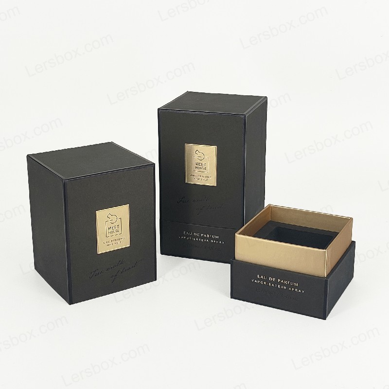 Hộp nước hoa lá vàng với nắp cứng, đế và khay bọt Eva cho màn hình sang trọng HP034