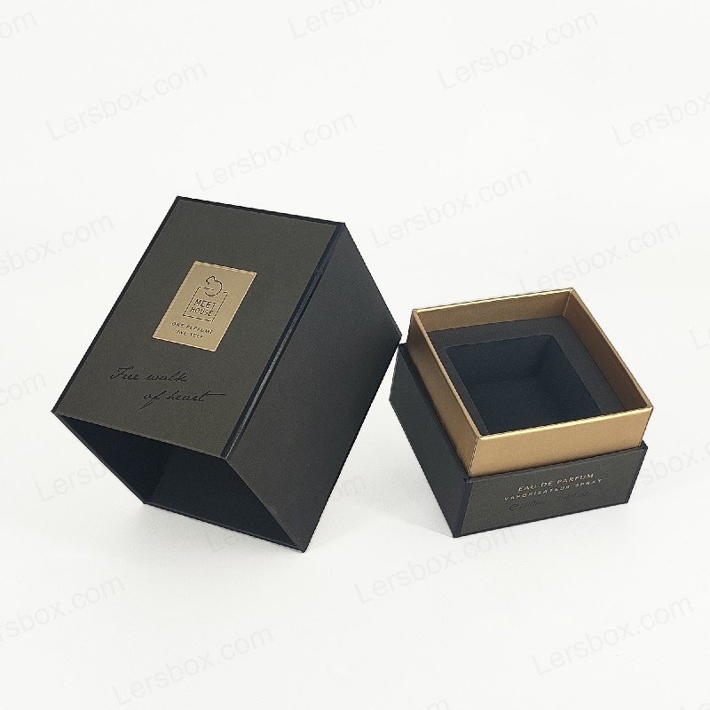 Hộp nước hoa lá vàng với nắp cứng, đế và khay bọt Eva cho màn hình sang trọng HP034